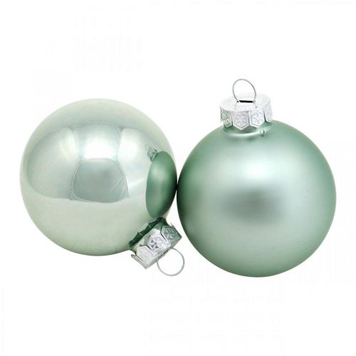 Floristik24 Weihnachtskugel, Baumschmuck, Christbaumkugel Grün Mint H6,5cm Ø6cm Echtglas 24 St