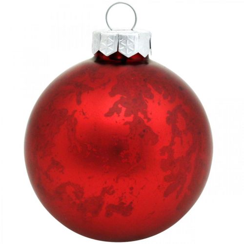 Floristik24 Christbaumkugel, Baumanhänger, Weihnachtskugel Rot marmoriert H6,5cm Ø6cm Echtglas 24 St