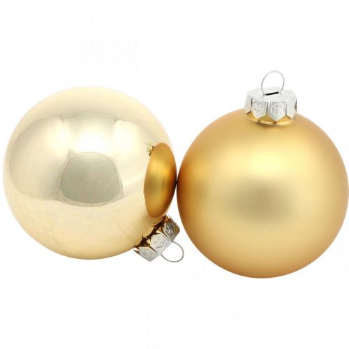 Baumkugel, Christbaumschmuck, Weihnachtskugel Golden H8,5cm Ø7,5cm Echtglas 12St