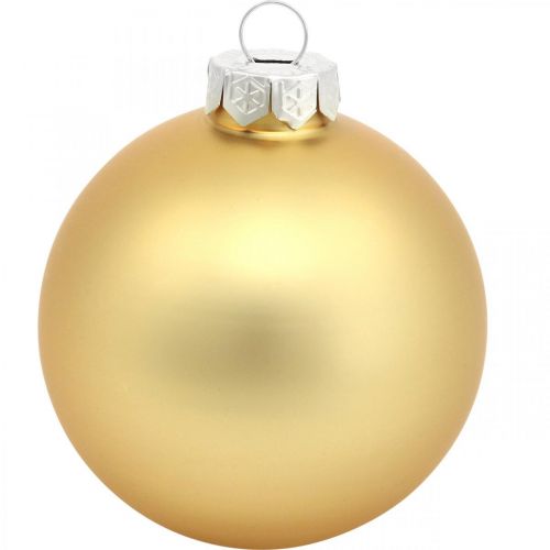 Artikel Baumkugel, Christbaumschmuck, Weihnachtskugel Golden H8,5cm Ø7,5cm Echtglas 12St