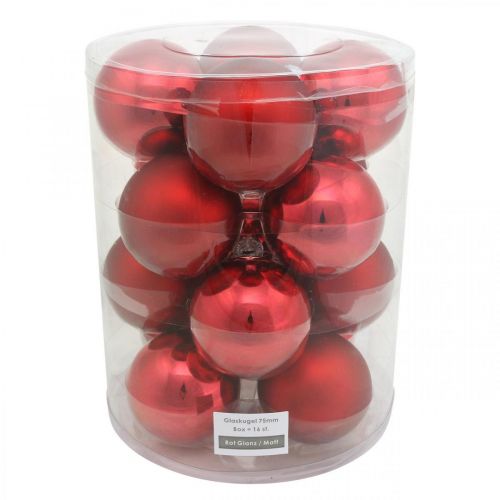 Artikel Christbaumkugel, Baumschmuck, Weihnachtskugel Rot H8,5cm Ø7,5cm Echtglas 12St