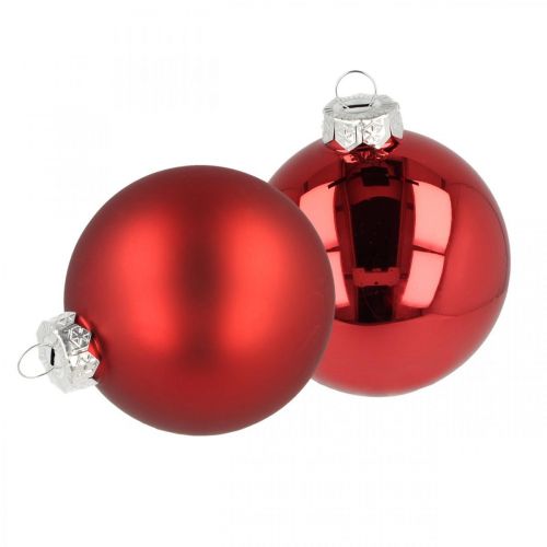 Christbaumkugel, Baumschmuck, Weihnachtskugel Rot H8,5cm Ø7,5cm Echtglas 12St