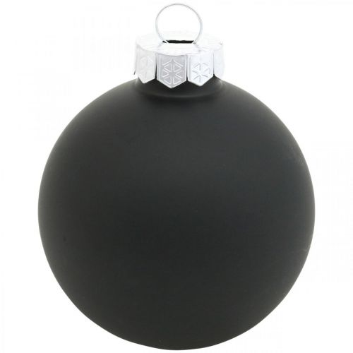 Artikel Christbaumkugeln, Baumanhänger, Glaskugeln Schwarz H6,5cm Ø6cm Echtglas 24 St