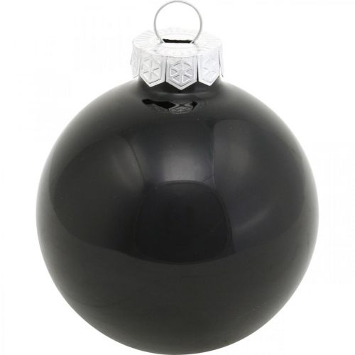 Artikel Christbaumkugeln, Baumanhänger, Glaskugeln Schwarz H6,5cm Ø6cm Echtglas 24 St