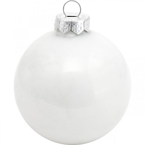 Floristik24 Baumanhänger, Schneekugel, Christbaumschmuck, Winterdeko Weiß H4,5cm Ø4cm Echtglas 24 St