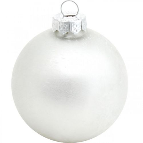 Floristik24 Baumanhänger, Schneekugel, Christbaumschmuck, Winterdeko Weiß H4,5cm Ø4cm Echtglas 24 St