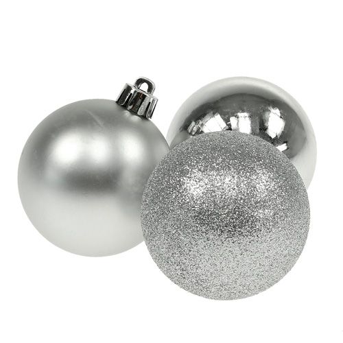 Artikel Weihnachtskugel Kunststoff Silber 6cm 10St