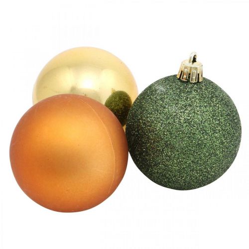 Floristik24 Weihnachtskugeln, Adventsdeko, Christbaumschmuck Orange/Golden/Grün Ø5,5cm Kunststoff 10St