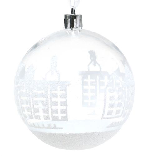 Floristik24 Weihnachtskugel Plastik Weiß,Klar Ø8cm 2St