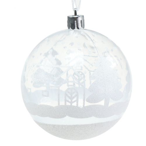 Floristik24 Weihnachtskugel Plastik Weiß,Klar Ø8cm 2St