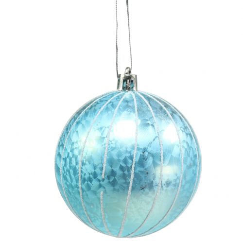 Weihnachtskugel Plastik Blau-Türkis Ø8cm 2St