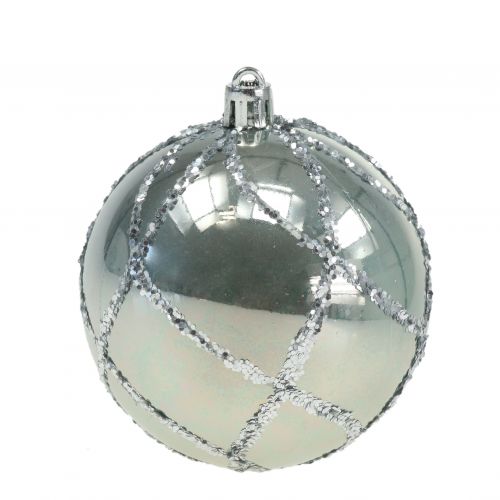 Floristik24 Weihnachtskugel Plastik Silber Ø8cm 2St
