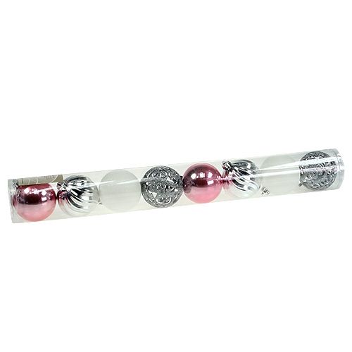 Floristik24 Weihnachtskugeln Plastik rosa-Silber sort. Ø8cm 8St