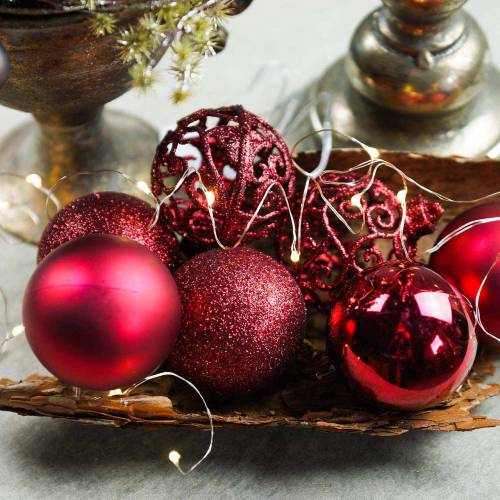 Floristik24 Weihnachtskugel Dunkelrot Ø6cm 16 St