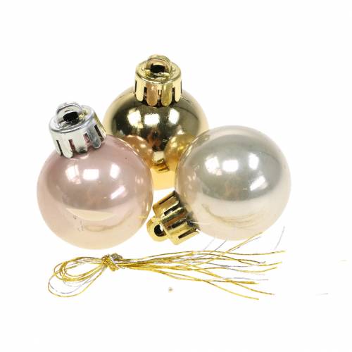 Floristik24 Christbaumschmuck Weihnachtskugel Gold, Weiß, Rosa 3cm 14St