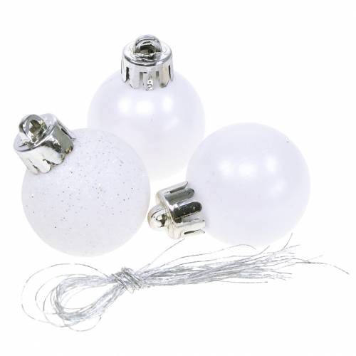 Floristik24 Christbaumschmuck Weihnachtskugel Weiß 3cm 14St