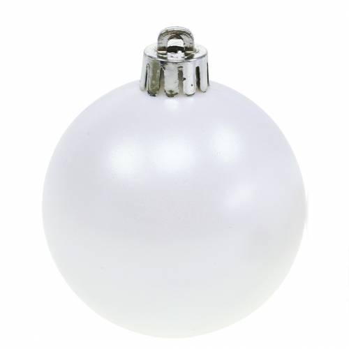 Floristik24 Christbaumschmuck Weihnachtskugel Weiß Ø6cm 12St