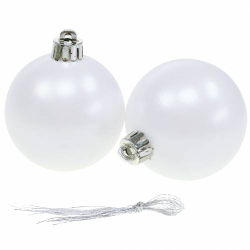 Floristik24 Christbaumschmuck Weihnachtskugel Weiß Ø6cm 12St