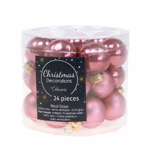 Artikel Mini Weihnachtskugel Altrosa Sortiert Ø2,5cm 24 St