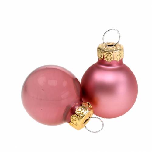 Floristik24 Mini Weihnachtskugel Altrosa Sortiert Ø2,5cm 24 St