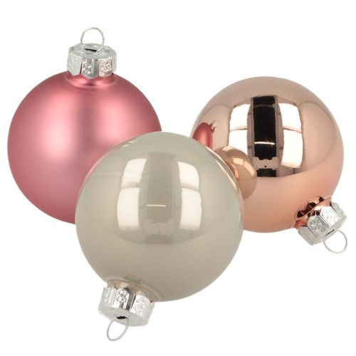 Weihnachtskugeln Glas Baumschmuck Rosa Grau Ø50mm 24 St