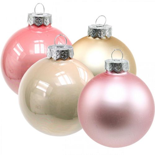 Floristik24 Weihnachtskugeln Glas Rosa Creme Glaskugeln Ø6cm 28St