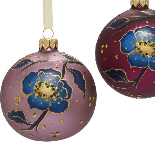 Artikel Weihnachtskugeln Glas Lila Christbaumkugeln Blume Ø8cm 6St