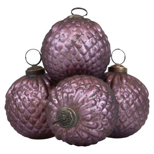 Floristik24 Weihnachtskugeln Glas Lila Christbaumkugeln Vintage Ø7cm 4St
