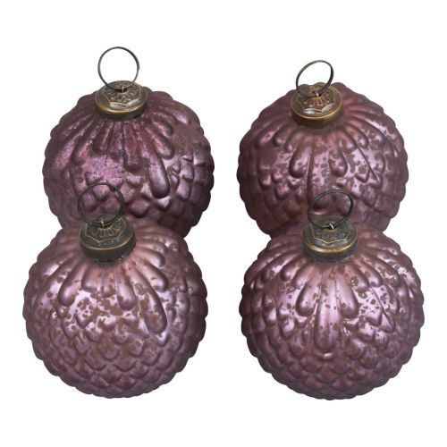 Floristik24 Weihnachtskugeln Glas Lila Christbaumkugeln Vintage Ø7cm 4St