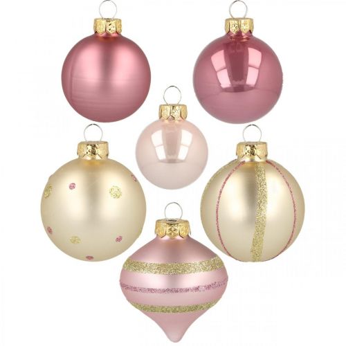 Weihnachtskugeln Glas Rosa Gelb Sortiert Ø4,5-7cm 20 St