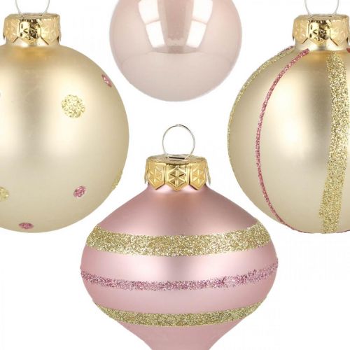 Weihnachtskugeln Glas Rosa Gelb Sortiert Ø4,5-7cm 20St