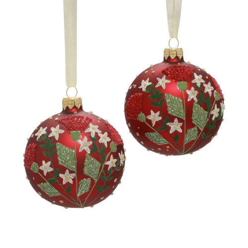 Floristik24 Weihnachtskugeln Glas Rot Christbaumkugeln Wiese Ø8cm 6St