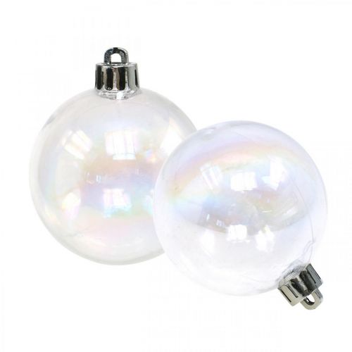 Floristik24 Weihnachtskugeln Kunststoff Transparent Irisierend Ø6cm 12St