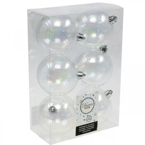 Floristik24 Weihnachtskugeln Kunststoff Transparent Irisierend Ø8cm 6St