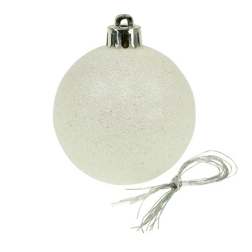 Artikel Weihnachtskugeln Plastik weiß-perlmutt Ø6cm 10St