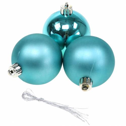 Floristik24 Christbaumschmuck Weihnachtskugel Türkis Ø6cm 12St