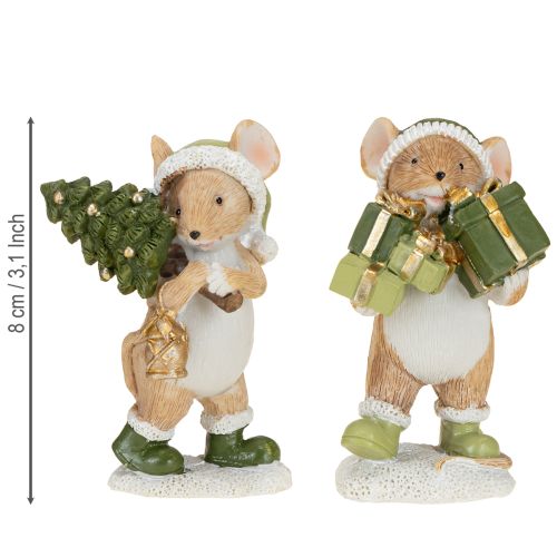 Artikel Weihnachtsmäuse Deko Maus Grün Braun H8cm 2 St