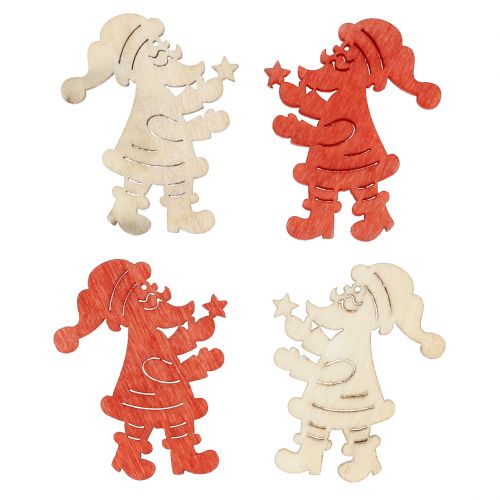 Floristik24 Weihnachtsmann Holz Streudeko Rot, Natur 4cm 72 St
