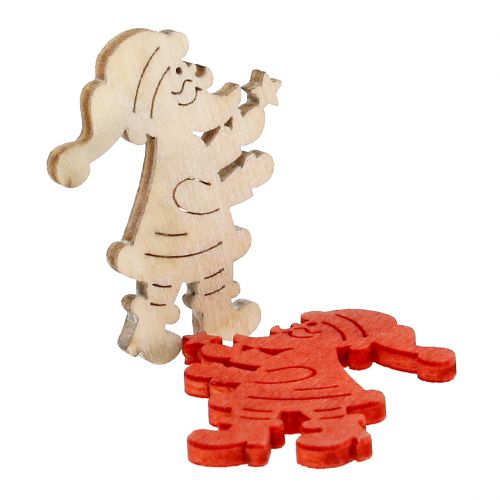 Floristik24 Weihnachtsmann Holz Streudeko Rot, Natur 4cm 72 St