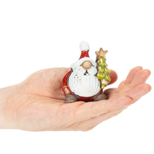 Weihnachtsmann-Figuren aus Keramik mit Tannenbaum, 7 cm, 2er-Set | Floristik24.at