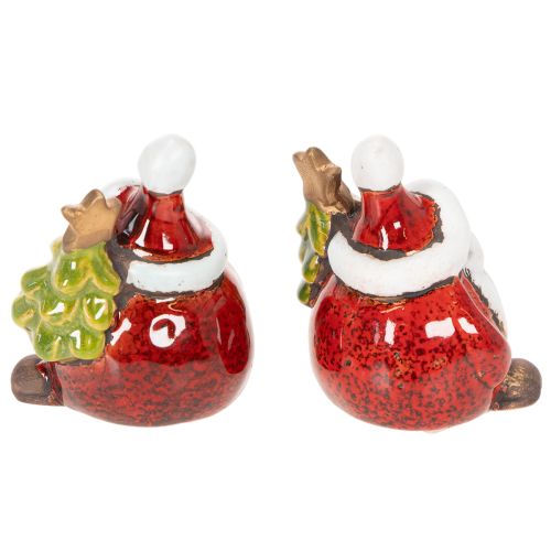 Weihnachtsmann-Figuren aus Keramik mit Tannenbaum, 7 cm, 2er-Set | Floristik24.at
