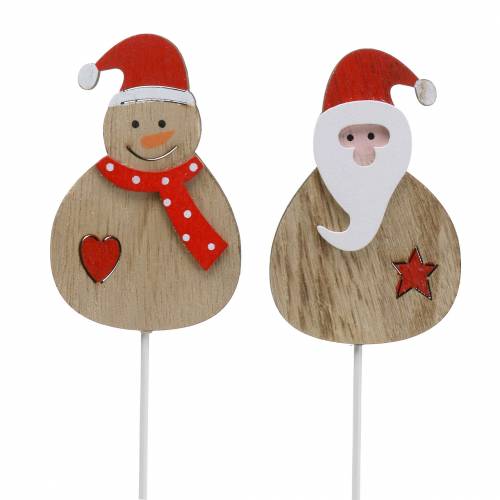 Floristik24 Dekostecker Weihnachtsmann/Schneemann 7cm 12St