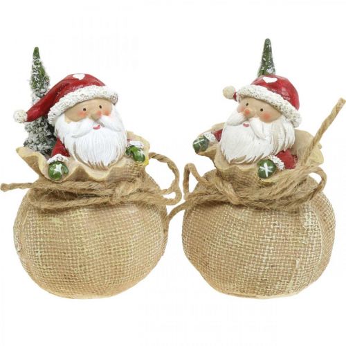 Floristik24 Deko Figur Weihnachtsmann im Sack Weihnachtsdeko Ø8cm/H13cm 2St