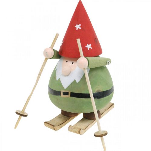 Artikel Wichtel auf Ski Deko Figur Holz Weihnachten Wichtelfigur H13cm