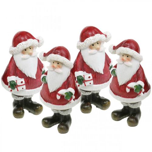 Deko Figur Weihnachtsmann mit Zuckerstange/Geschenk H8,5cm 4St