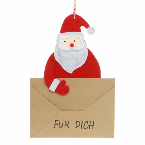 Floristik24 Deko-Hänger Geschenktasche Weihnachtsmann mit Briefumschlag „Für Dich“ L46,5cm Ø25cm 4St