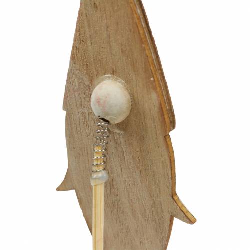 Artikel Holzstecker Weihnachtsmann mit Metallfeder Rot, Weiß, Natur 12/13cm L36/36,5cm 12St