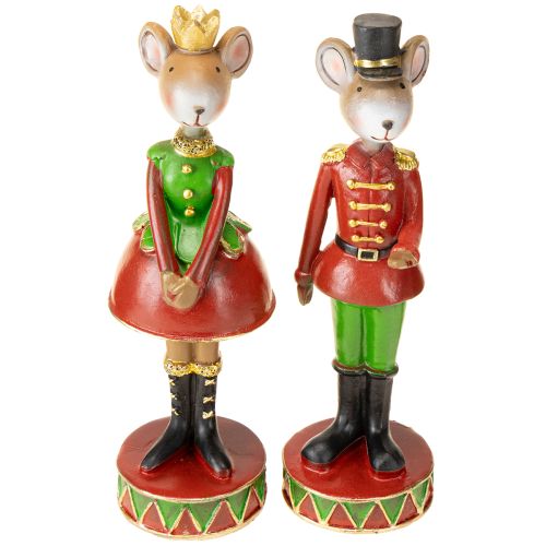 Floristik24 Weihnachtsmaus Mäuse Deko Figuren 14,5cm Rotgrün 2St