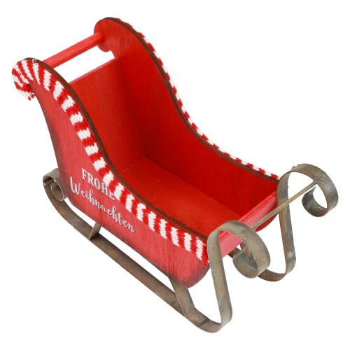 Floristik24 Weihnachtsschlitten Holz Metall Rot Frohe Weihnachten L26cm