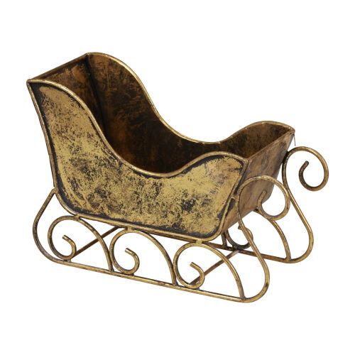 Floristik24 Weihnachtsschlitten Metall Deko Schlitten Gold 30×12×20cm